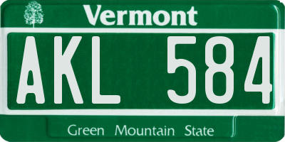VT license plate AKL584
