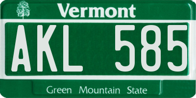 VT license plate AKL585