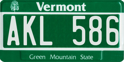 VT license plate AKL586