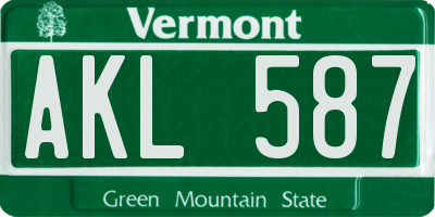 VT license plate AKL587