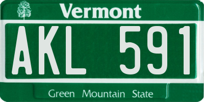 VT license plate AKL591