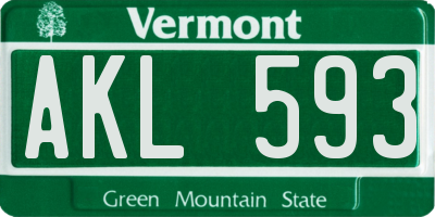 VT license plate AKL593