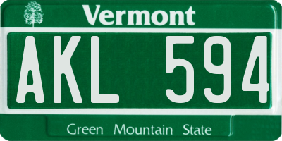 VT license plate AKL594