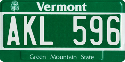 VT license plate AKL596