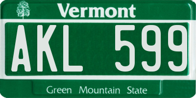 VT license plate AKL599