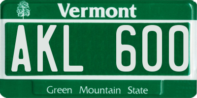 VT license plate AKL600