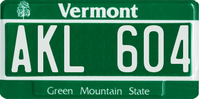 VT license plate AKL604
