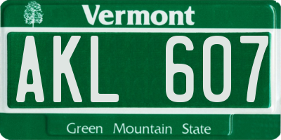 VT license plate AKL607