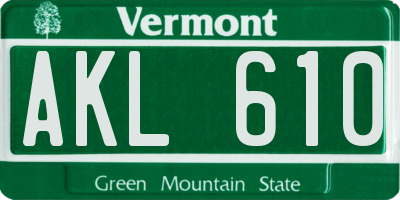 VT license plate AKL610