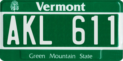 VT license plate AKL611