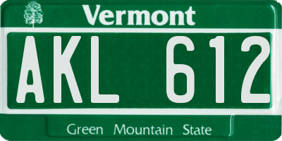 VT license plate AKL612
