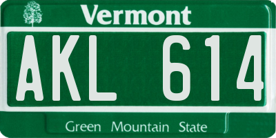 VT license plate AKL614