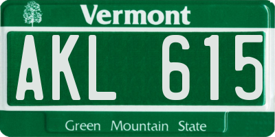 VT license plate AKL615