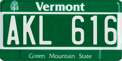 VT license plate AKL616