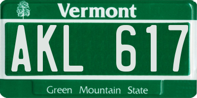 VT license plate AKL617
