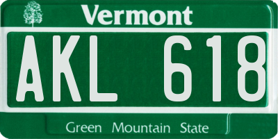VT license plate AKL618