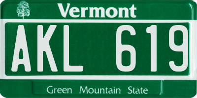 VT license plate AKL619