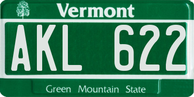 VT license plate AKL622