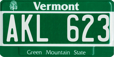 VT license plate AKL623