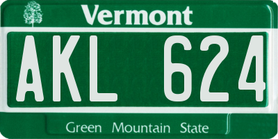 VT license plate AKL624