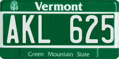 VT license plate AKL625