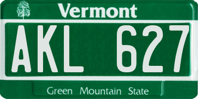VT license plate AKL627