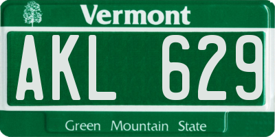 VT license plate AKL629