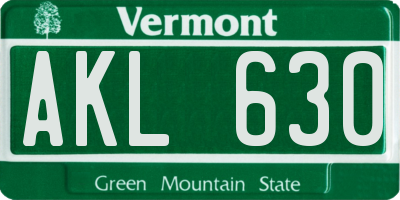 VT license plate AKL630