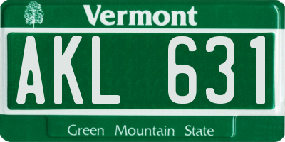 VT license plate AKL631