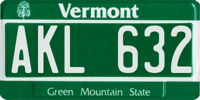 VT license plate AKL632