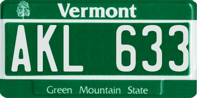 VT license plate AKL633