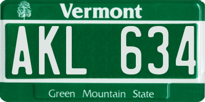 VT license plate AKL634