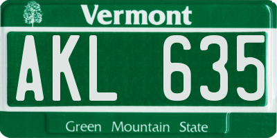 VT license plate AKL635