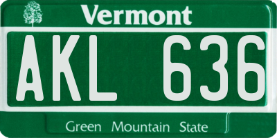 VT license plate AKL636