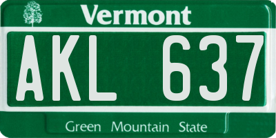 VT license plate AKL637