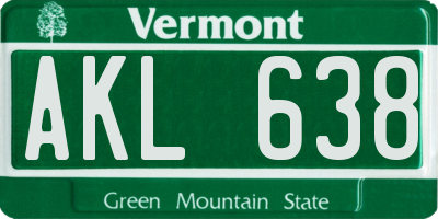 VT license plate AKL638
