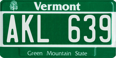 VT license plate AKL639