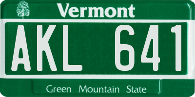 VT license plate AKL641