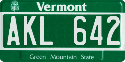 VT license plate AKL642