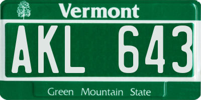VT license plate AKL643