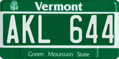 VT license plate AKL644