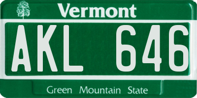 VT license plate AKL646