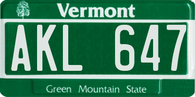 VT license plate AKL647