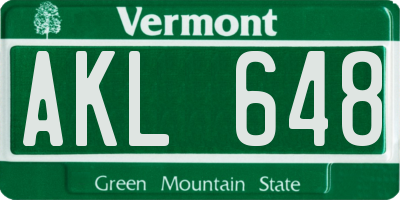 VT license plate AKL648