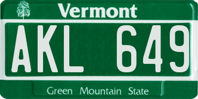VT license plate AKL649