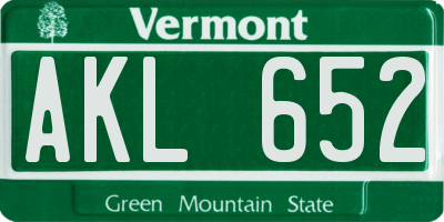 VT license plate AKL652