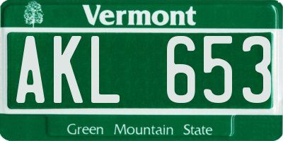 VT license plate AKL653