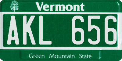 VT license plate AKL656