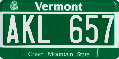 VT license plate AKL657
