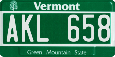 VT license plate AKL658